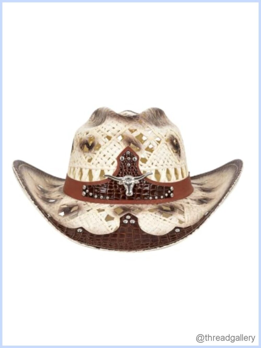 Straw Cowboy Hat Breathable Lightweight Wide Brim Western Style